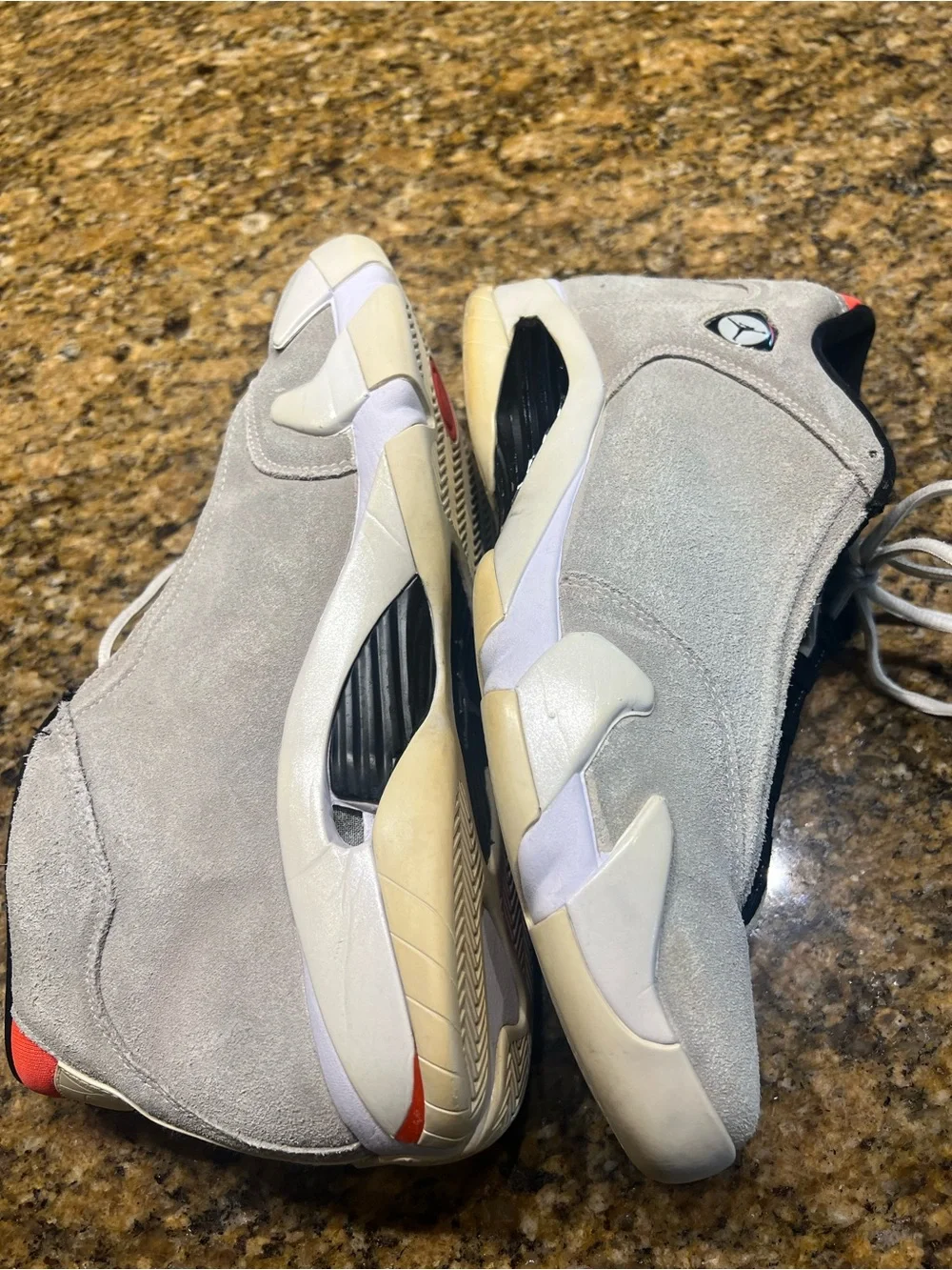 Jordan Men’s Light Gray Suede Low-Top Sneakers with Black Accents